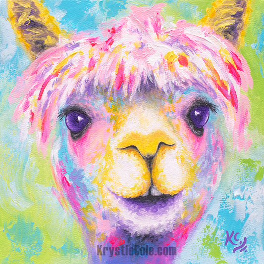 Rainbow Llama Alpaca Art Print