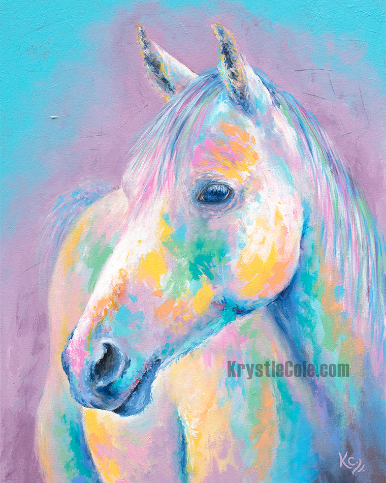 Blue Horse Art Print