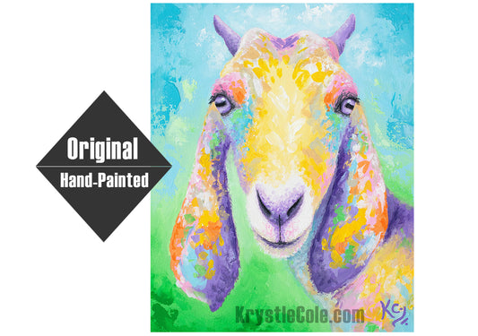 For the Love of Goats Painting - 11x14"