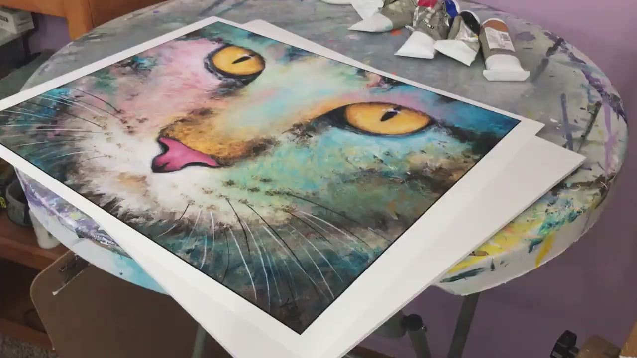 Tabby Cat Art - Cat Painting. Beautiful Cat Portrait on CANVAS or PAPER by Krystle Cole