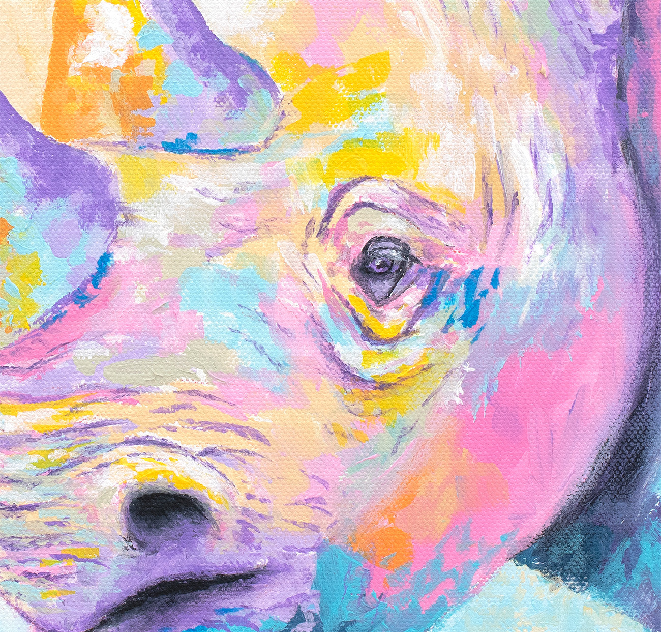 Rhino Art Print - KJ with Three Horns