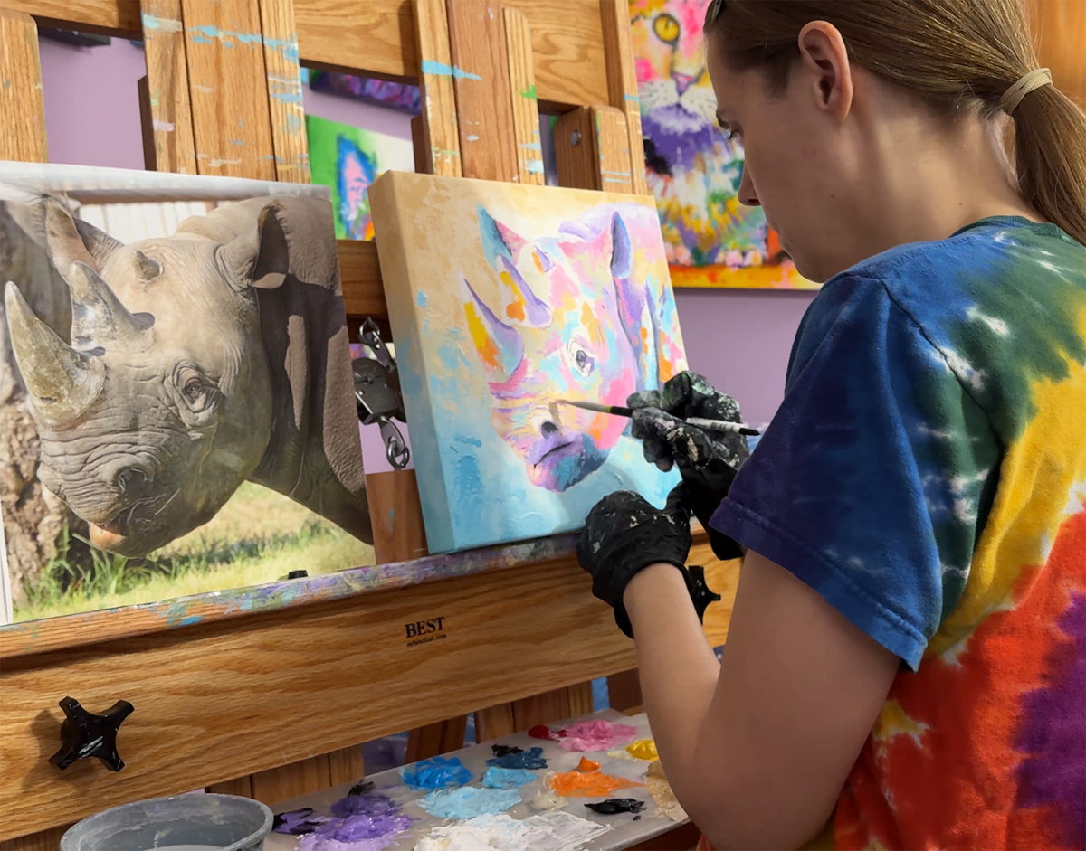 Rhino Art Print - KJ with Three Horns