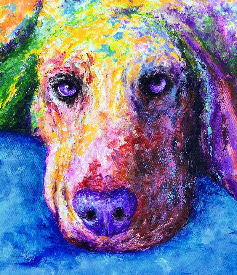 Bluetick Coonhound Art Print on CANVAS or PAPER - Coon Hound Painting by Krystle Cole