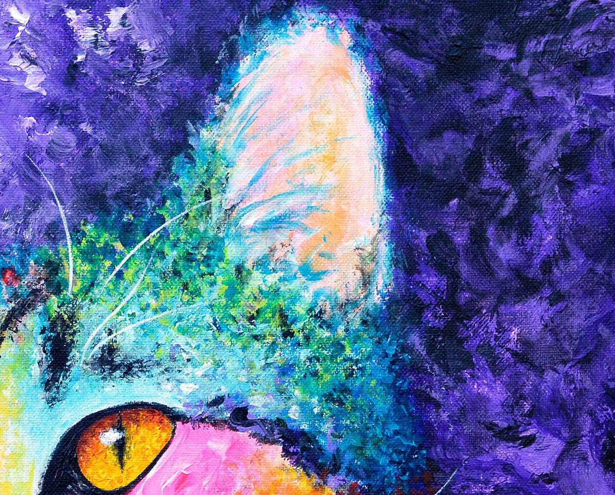 Tabby Cat Art - Cat Painting. Colorful Cat Print on CANVAS or PAPER by Krystle Cole