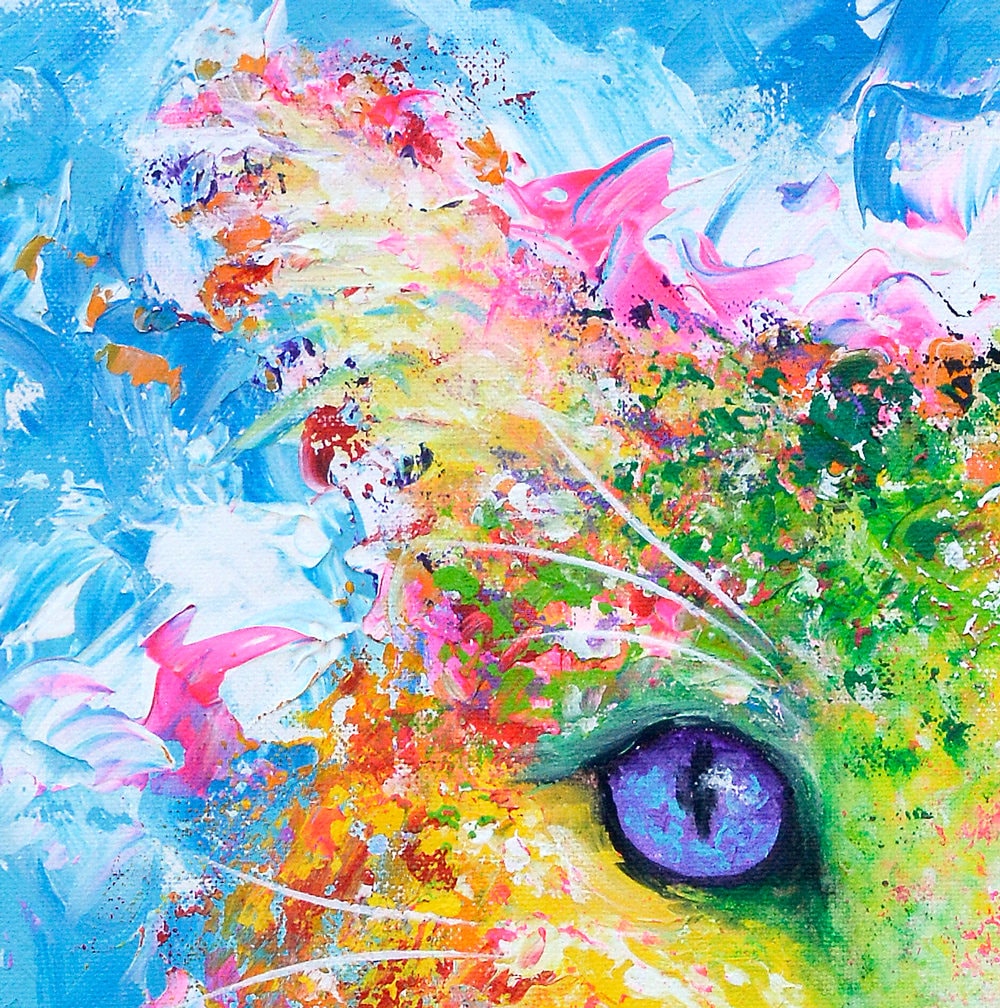 Cat Painting - Cat Print on CANVAS or PAPER. Beautiful Cat Art by Krystle Cole