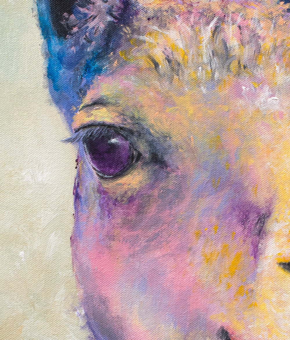 Llama Print - Llama Gifts. Blue Llama Art. Llama Painting. Print on CANVAS or PAPER by Krystle Cole