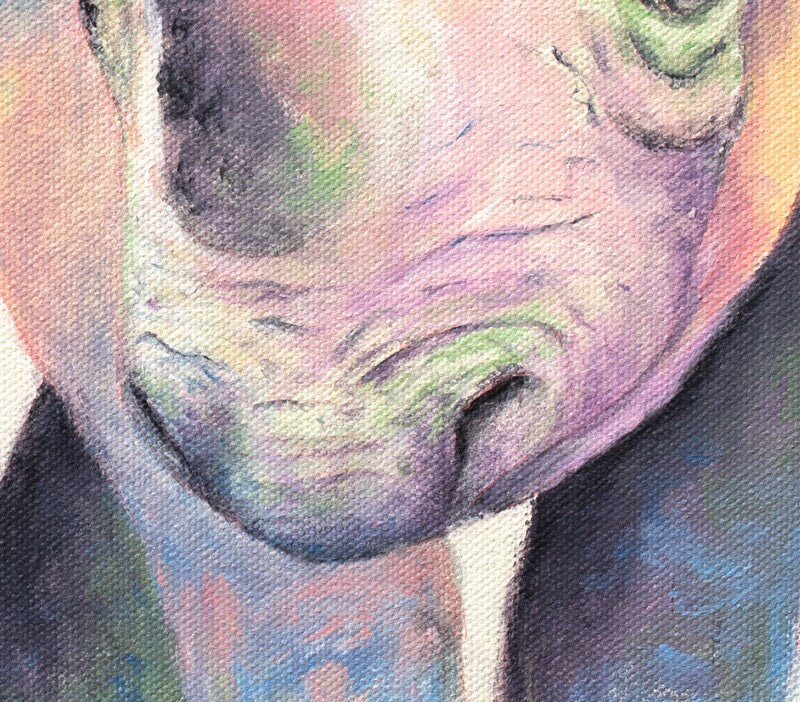 Rhino Art - Rhinoceros Print on CANVAS or PAPER. Pastel Animal Painting by Krystle Cole
