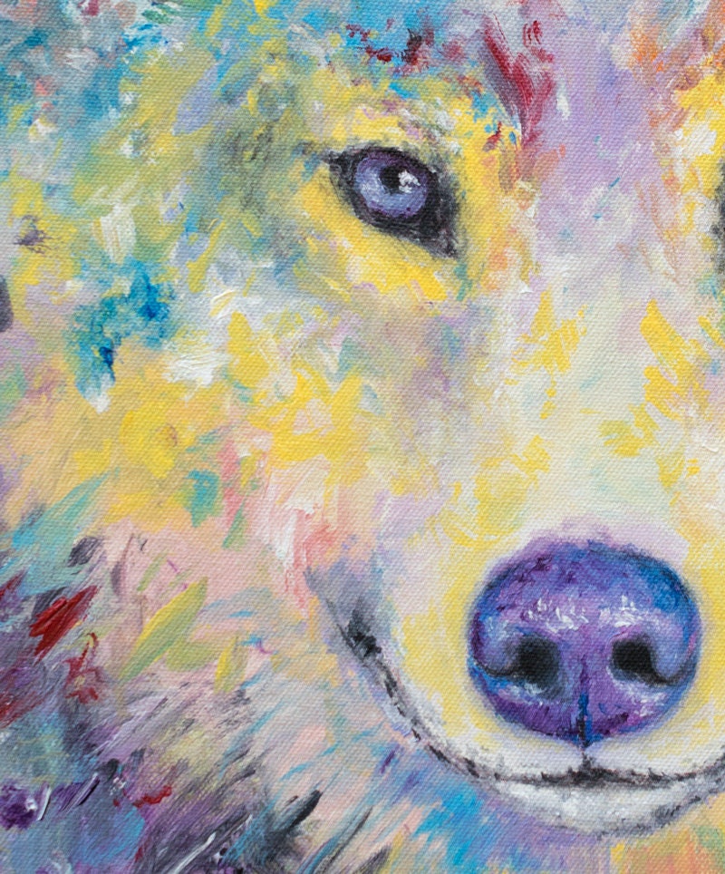 Wolf Art Print on PAPER or CANVAS of Wolf Painting by Krystle Cole