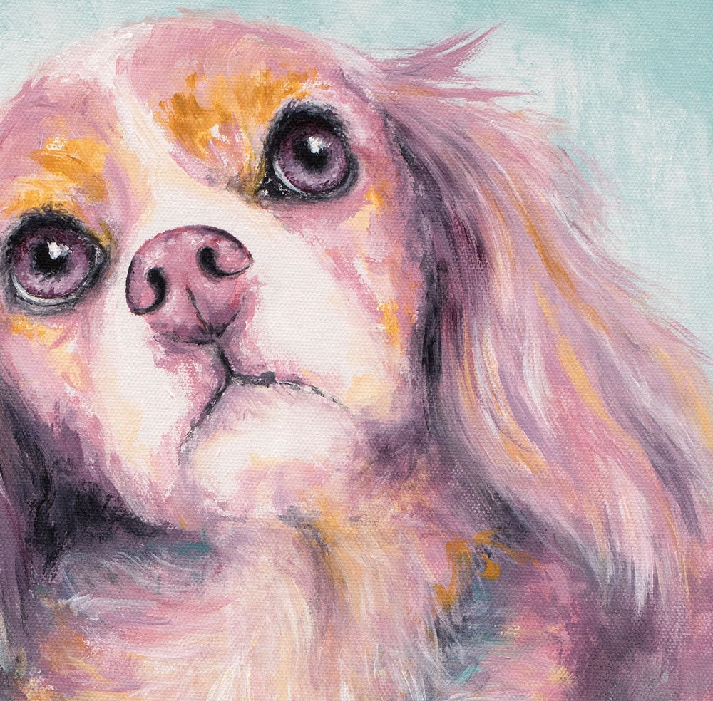 Cavalier King Charles Spaniel Art Print on CANVAS or PAPER. Cavalier Painting "Charlotte" by Krystle Cole