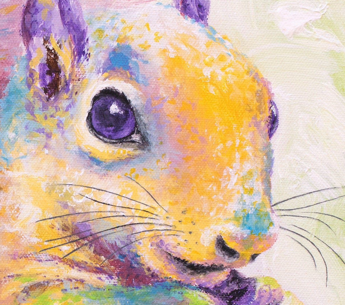 Squirrel Art Print on CANVAS or PAPER - Fun for Wall Decor or Gifts. Squirrel Painting by Krystle Cole