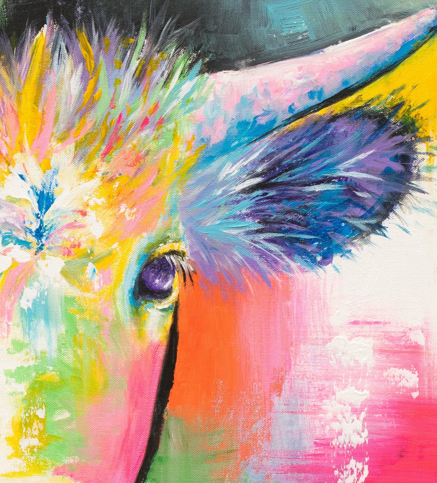 Psychedelic Cow Art - Rainbow Cow Wall Decor. Cow Artwork in Bright Colors. Colorful Cow Painting. Print on CANVAS or PAPER by Krystle Cole