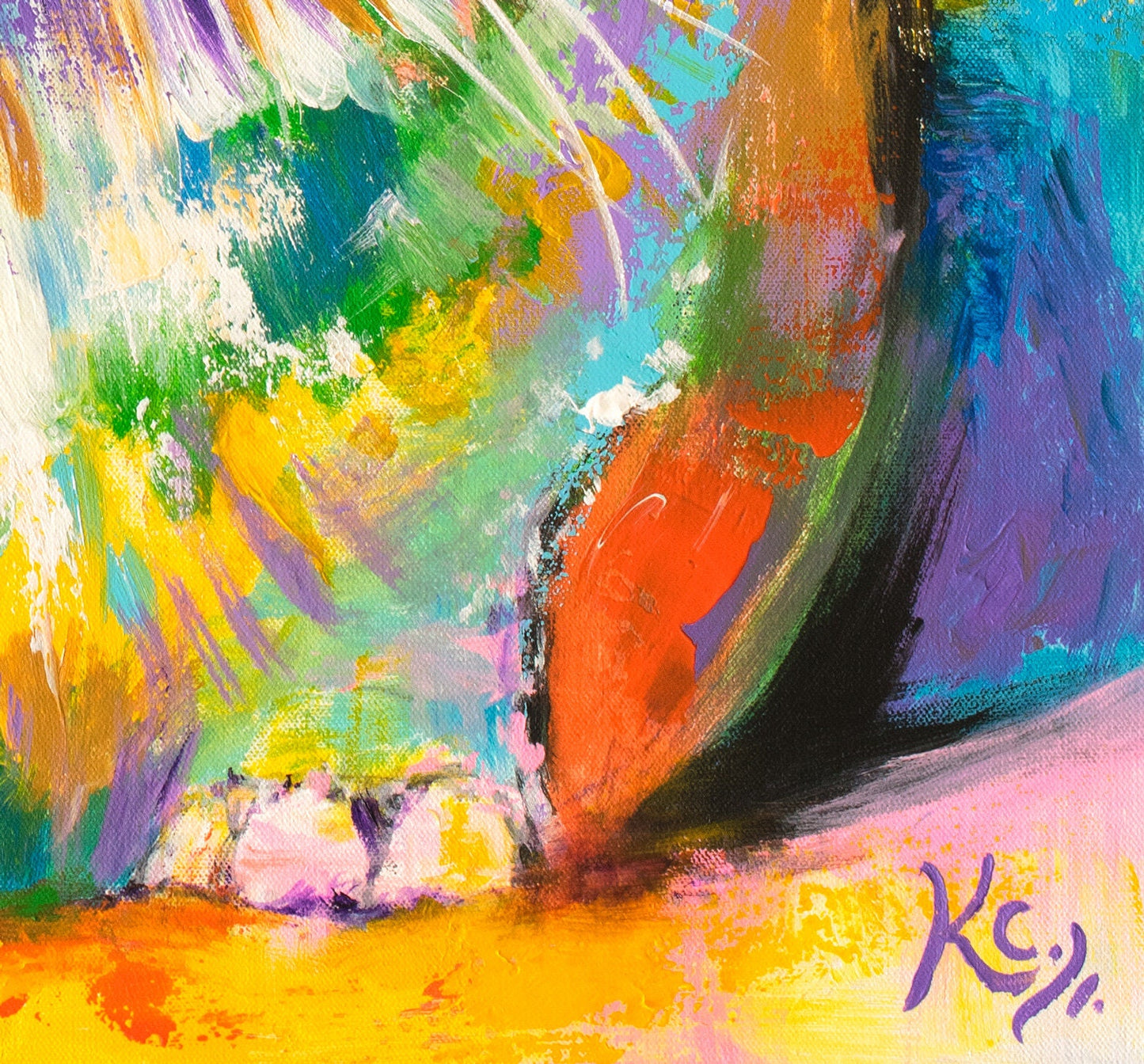 Abstract Cat Painting - Modern Cat Art Print on CANVAS or PAPER for Wall Decor or Gifts by Krystle Cole
