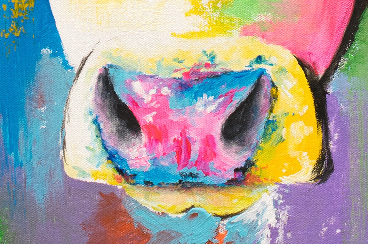 Psychedelic Cow Painting - 24x30"