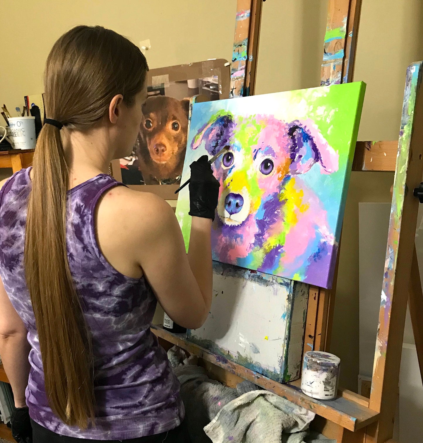 Chihuahua Min Pin Mix Art - Chipin Painting. Print on CANVAS or PAPER