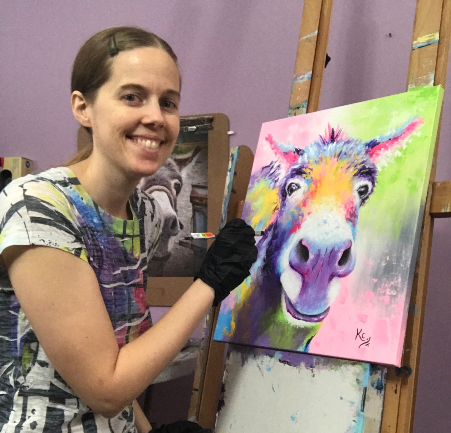 Donkey Wall Art - Donkey Gifts. Whimsical Animal Painting by Krystle Cole