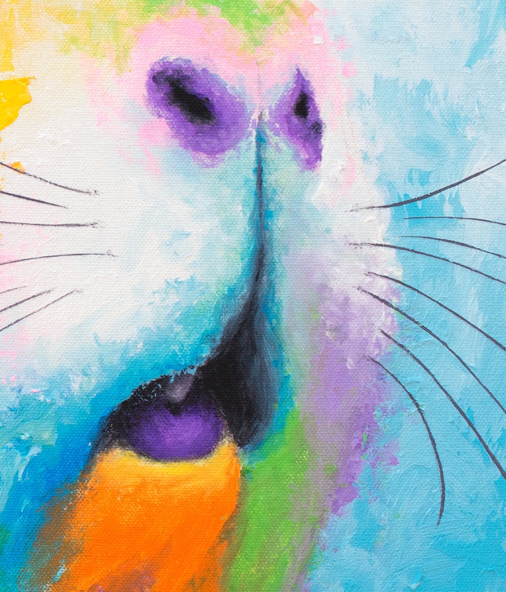 Guinea Pig Art Print on Paper or Canvas of Rainbow Pop Painting by Krystle Cole