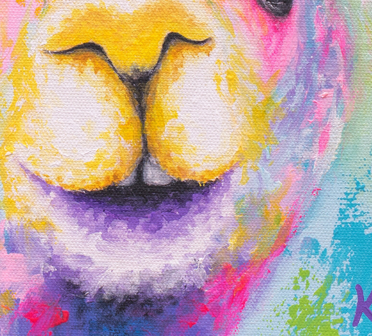 Rainbow Llama Alpaca Art Print on Paper or Canvas of Painting by Krystle Cole