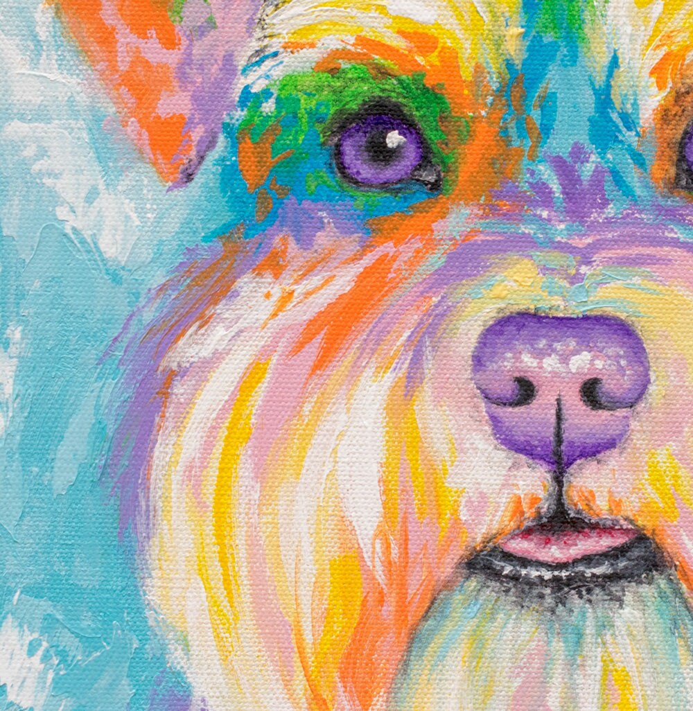 Schnauzer Dog Art Print on Paper or Canvas of Schnauzer Painting by Krystle Cole