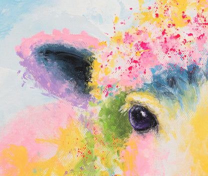 Sheep Art on Paper or Canvas - Farm Animal Print of Colorful Painting "Ewe" by Krystle Cole