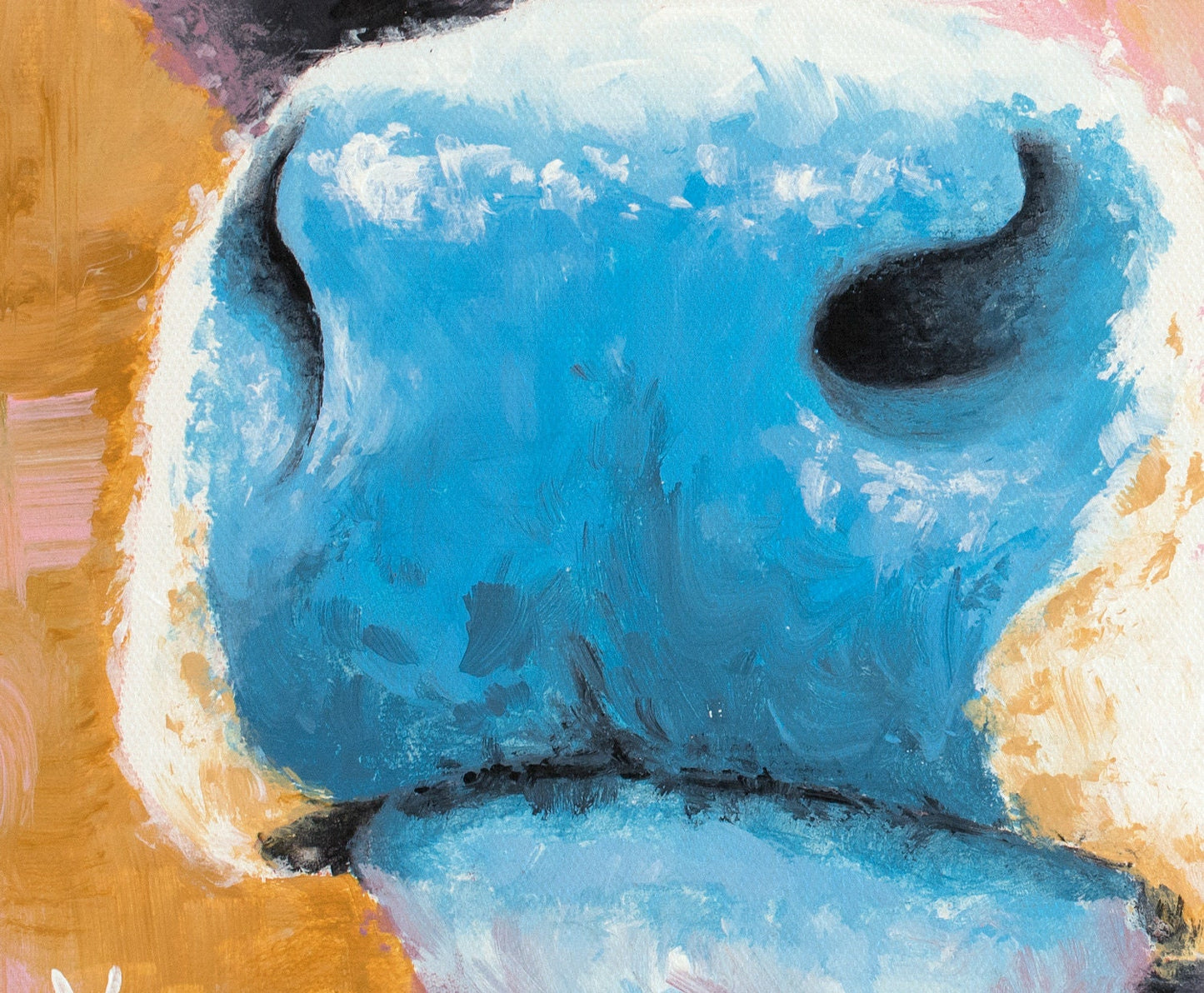 Blue Cow Painting - Cow Print. Cow Wall Art on CANVAS or PAPER by Krystle Cole