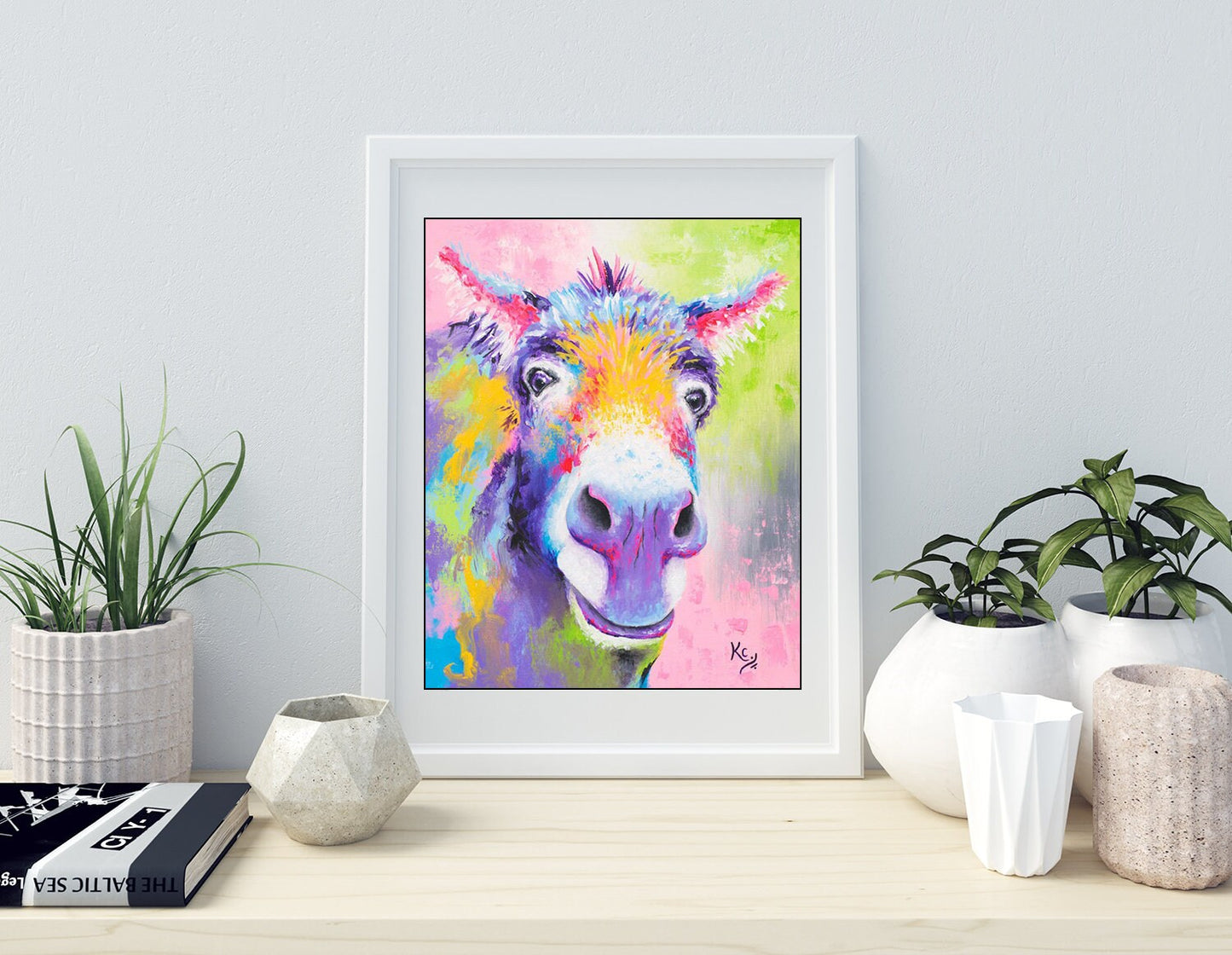 Donkey Wall Art - Donkey Gifts. Whimsical Animal Painting by Krystle Cole
