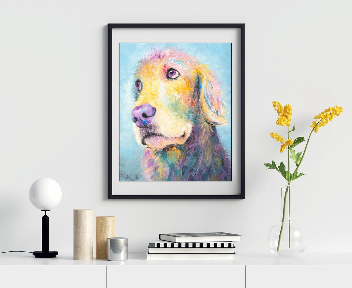 Golden Retriever Art Print on CANVAS or PAPER - Golden Retriever Gift. Painting by Krystle Cole