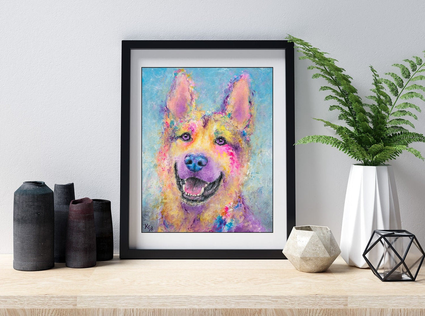 German Shepherd Art Print on PAPER or CANVAS - German Shephard Gift. Police Dog Painting by Krystle Cole