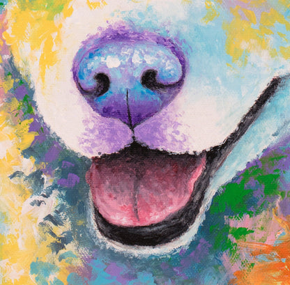 Rainbow Dog Art Print CANVAS or PAPER. Wall decor dog lover gift. Painting by Krystle Cole