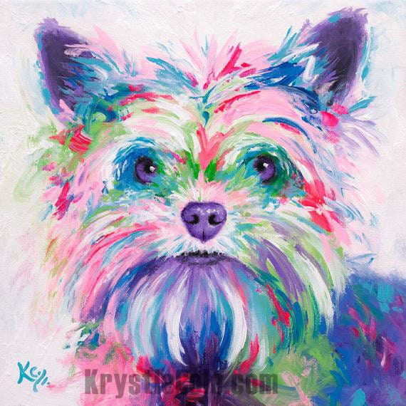 Yorkie Painting - Daisy - 16x16"