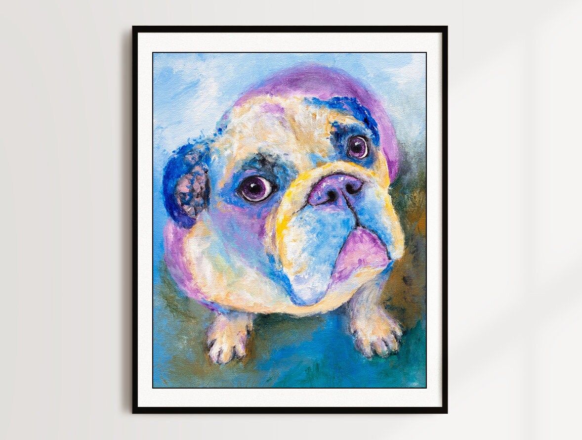 English Bulldog Art - English Bulldog Painting. English Bulldog Gifts. Print on CANVAS or PAPER by Krystle Cole *Each Print Hand Signed*