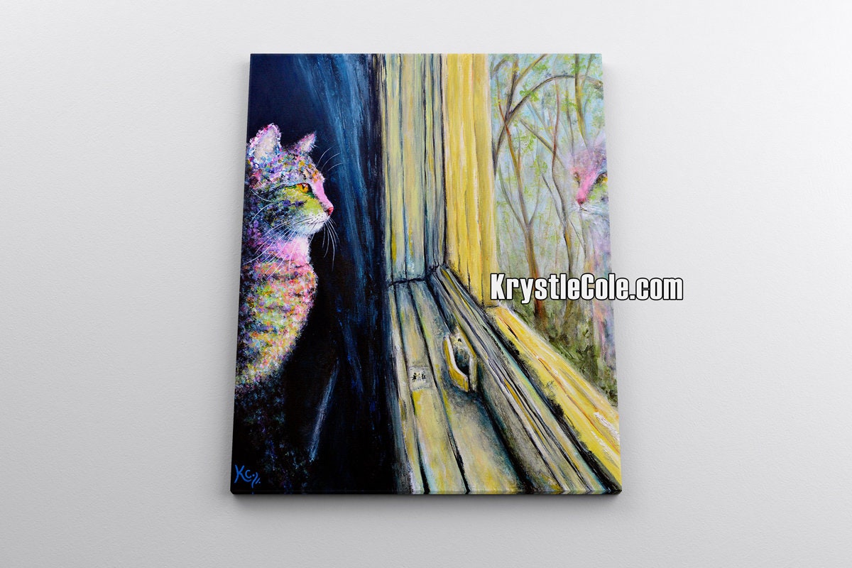 Tabby Cat Painting - Cat Art Print on CANVAS or PAPER by Krystle Cole