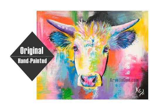 Psychedelic Cow Painting - 24x30"