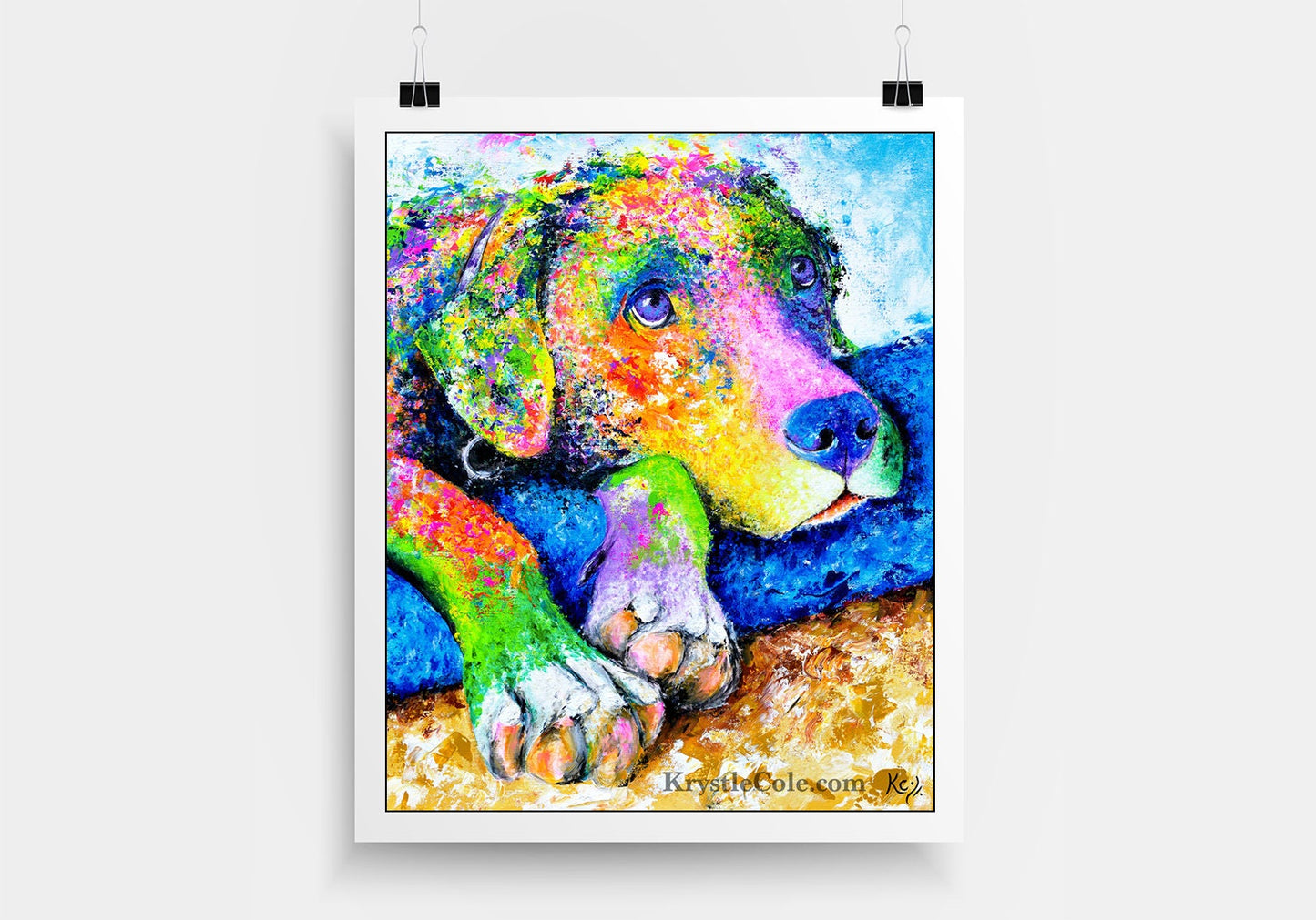 Labrador Retriever Art Print, Lab Dog Artwork, CANVAS or PAPER. Dog Lover Gift. Painting "Moose" by Krystle Cole