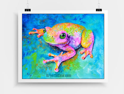 Frog Art Print on Paper or Canvas of Colorful Painting "Dream Frog" by Krystle Cole
