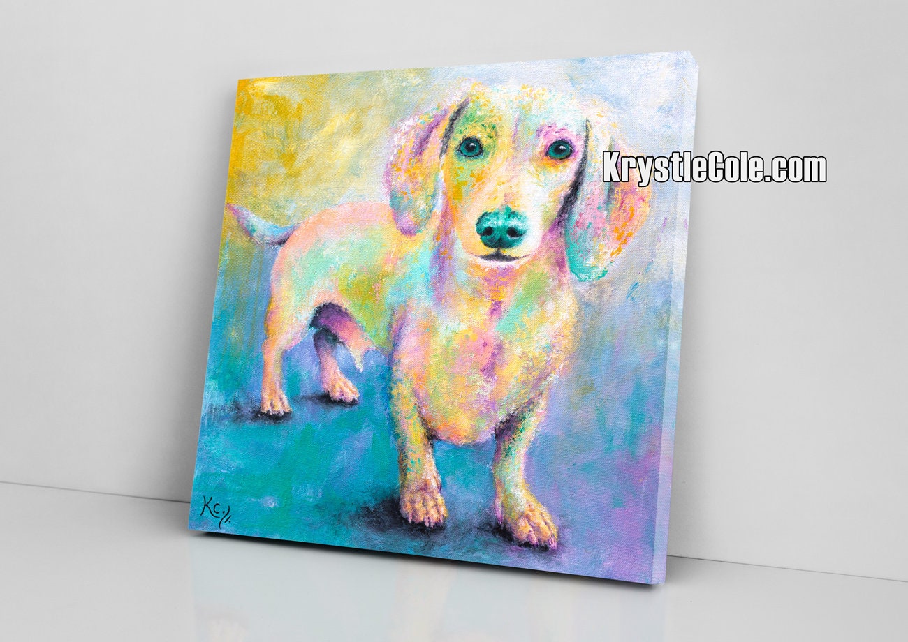 Dachshund Art Print on PAPER or CANVAS - Dachshund Gift. Weiner Dog Artwork. Dotson dog, Doxin dogs, Daschie. Wiener Dog Painting by K. Cole