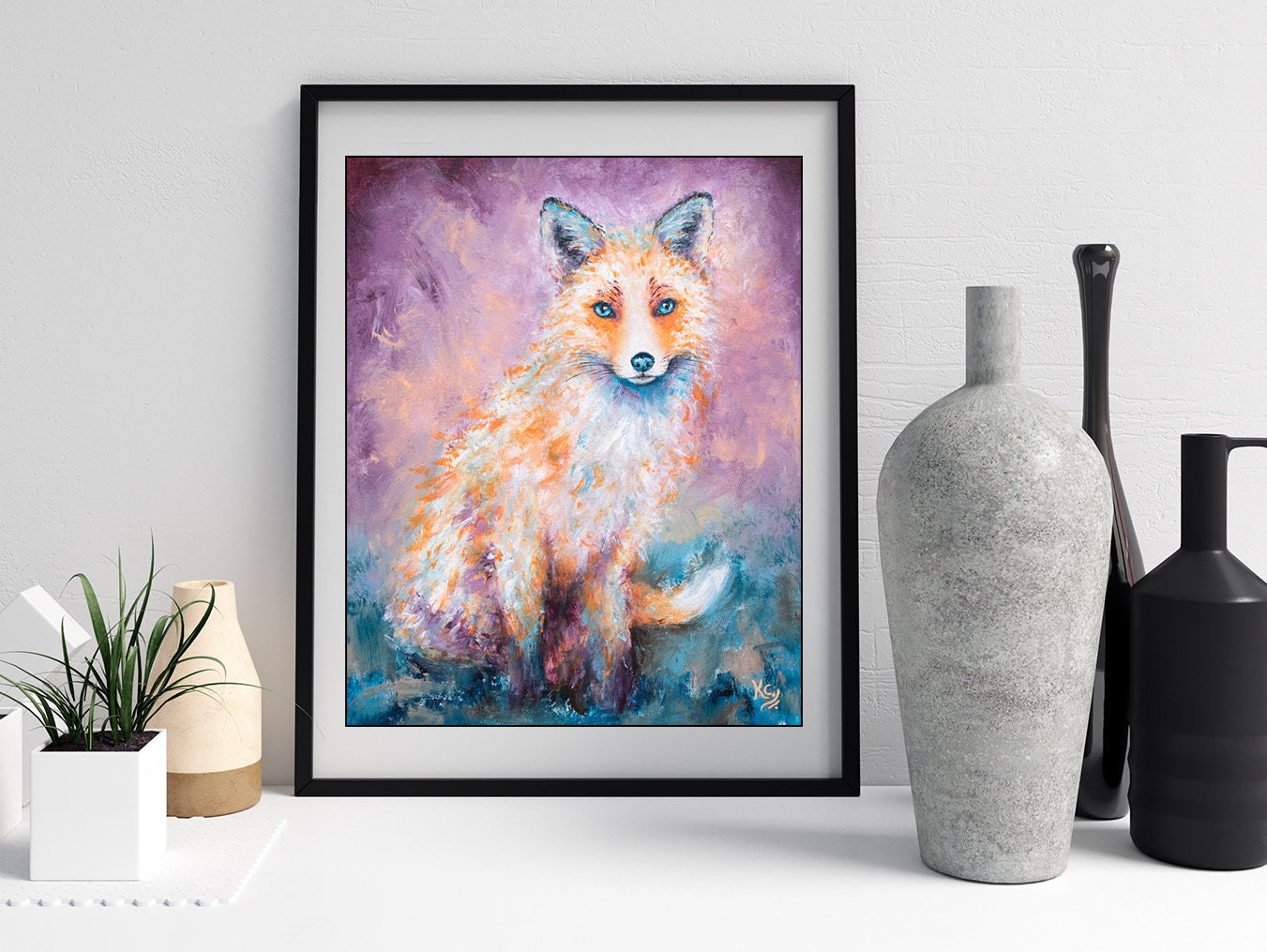 Fox Art Print on CANVAS or PAPER of Colorful Fox Painting by Krystle Cole