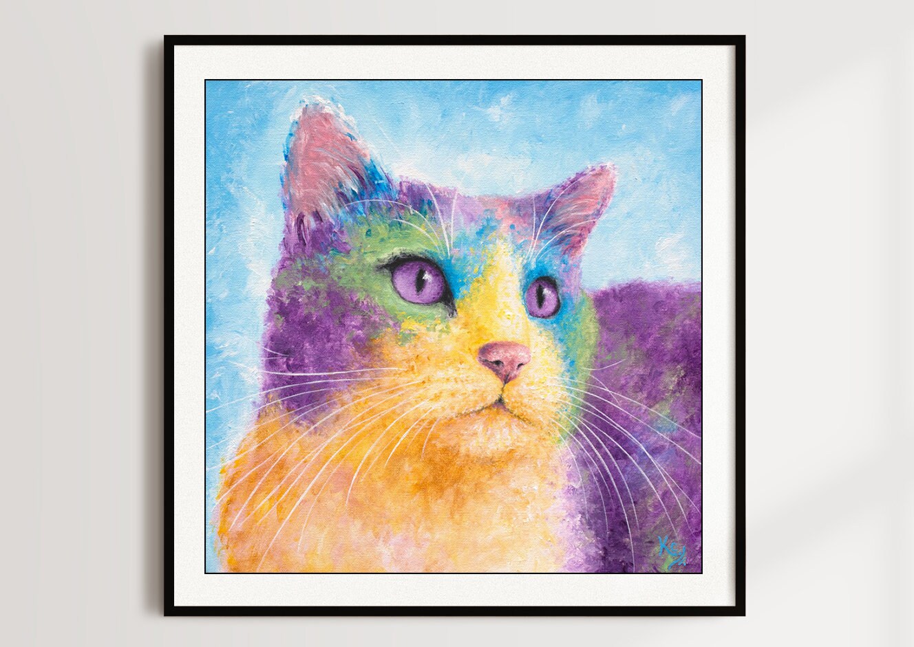 Tuxedo Cat Print - Cat Art on CANVAS or PAPER. Cat Poster. Cat Canvas Art. Cat Painting by Krystle Cole