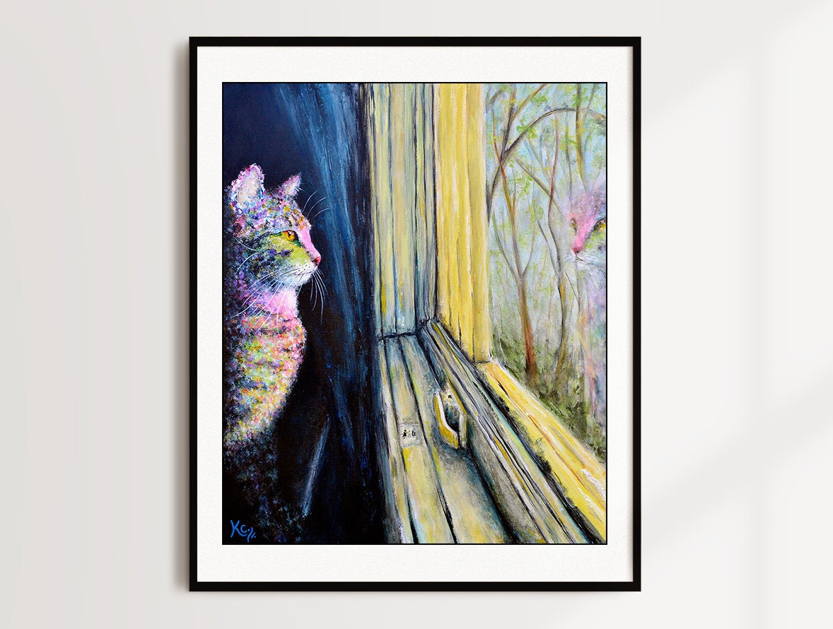 Tabby Cat Painting - Cat Art Print on CANVAS or PAPER by Krystle Cole