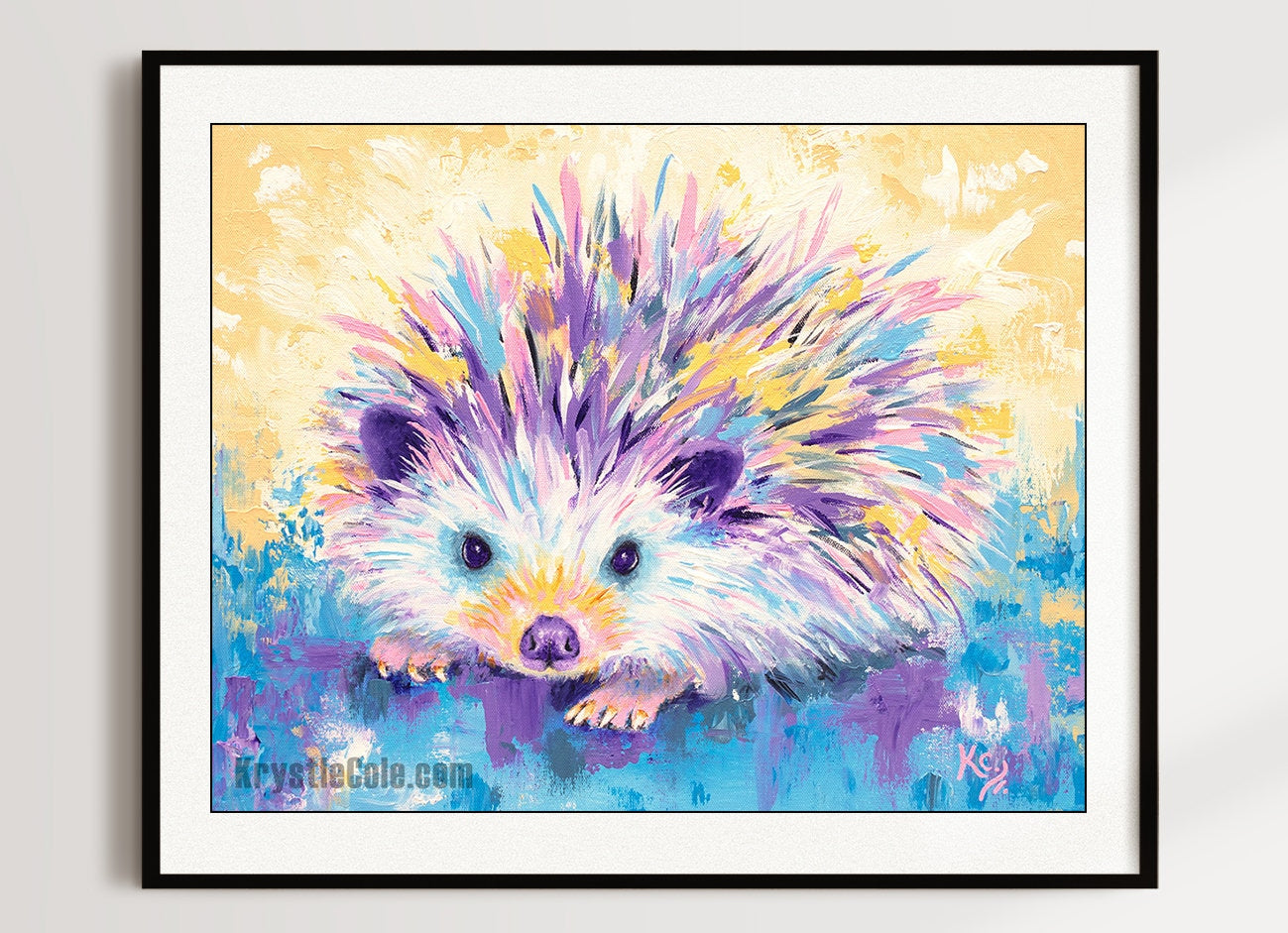 Hedgehog Art Print on Paper or Canvas of Painting by Krystle Cole