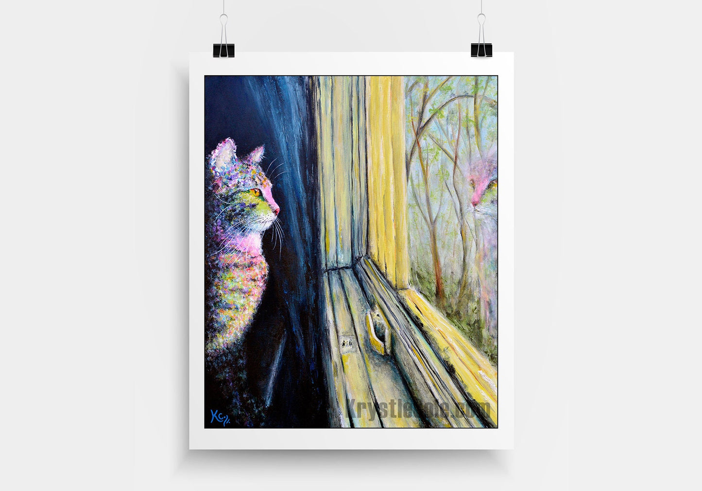 Tabby Cat Painting - Cat Art Print on CANVAS or PAPER by Krystle Cole
