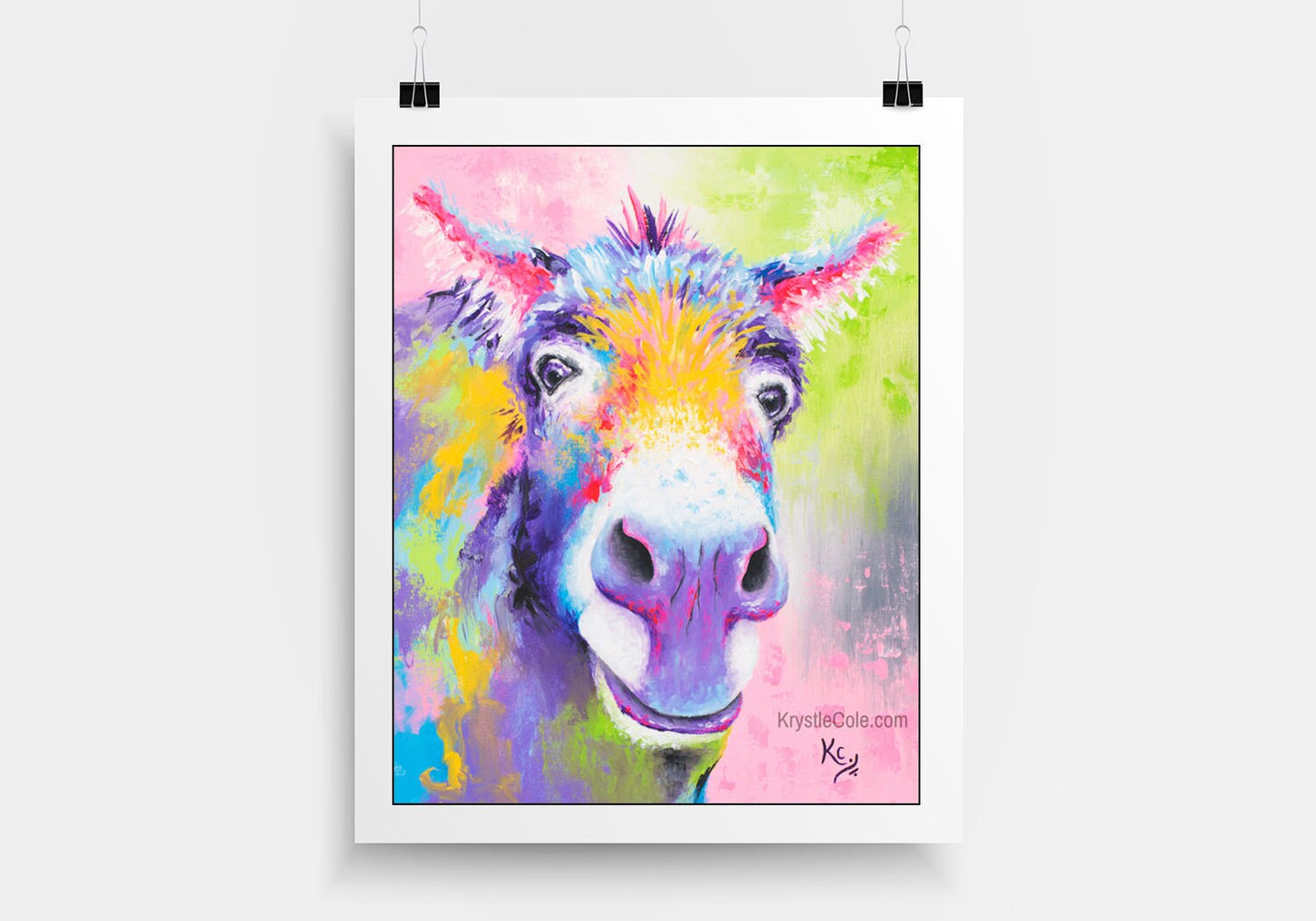 Donkey Wall Art - Donkey Gifts. Whimsical Animal Painting by Krystle Cole