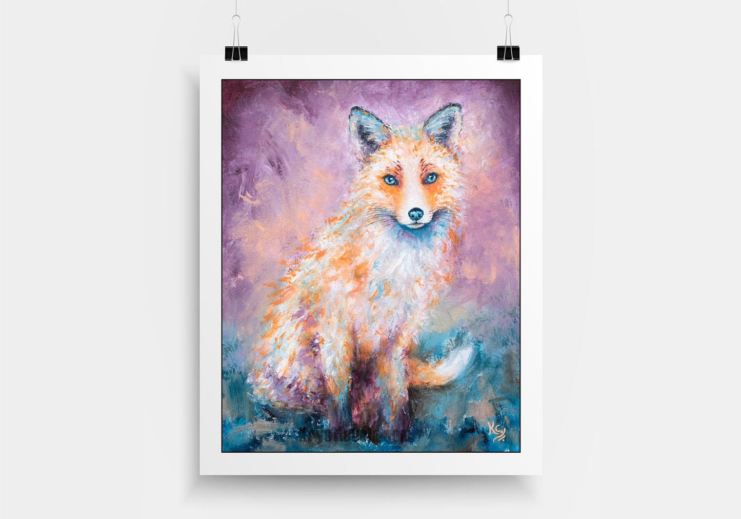 Fox Art Print on CANVAS or PAPER of Colorful Fox Painting by Krystle Cole