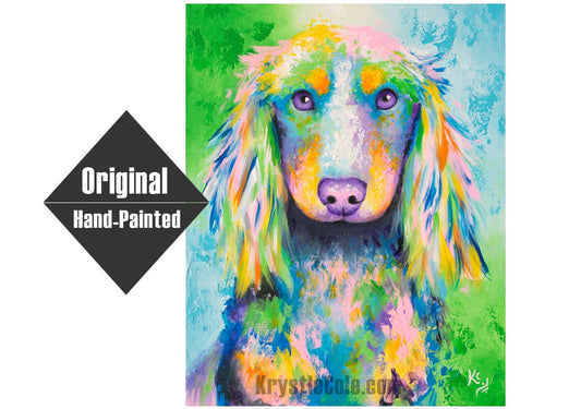 Long-haired Dachshund Dog Painting - 16x20"