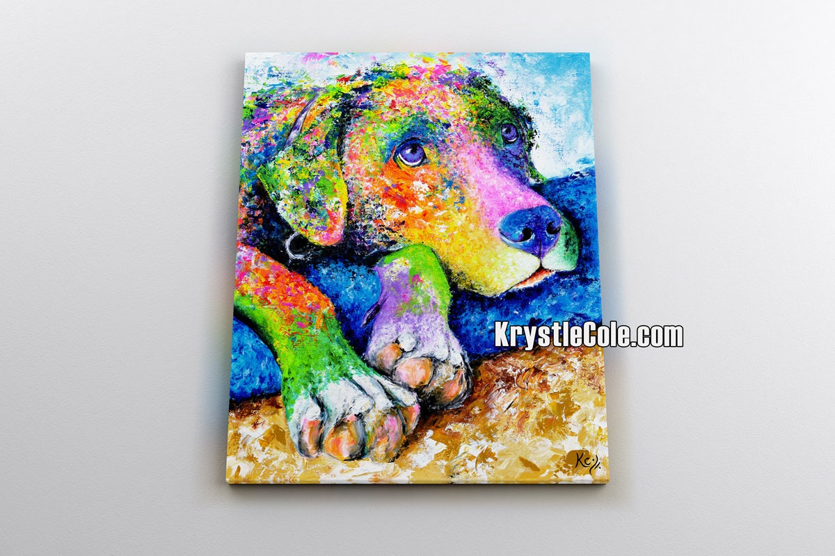 Labrador Retriever Art Print, Lab Dog Artwork, CANVAS or PAPER. Dog Lover Gift. Painting "Moose" by Krystle Cole