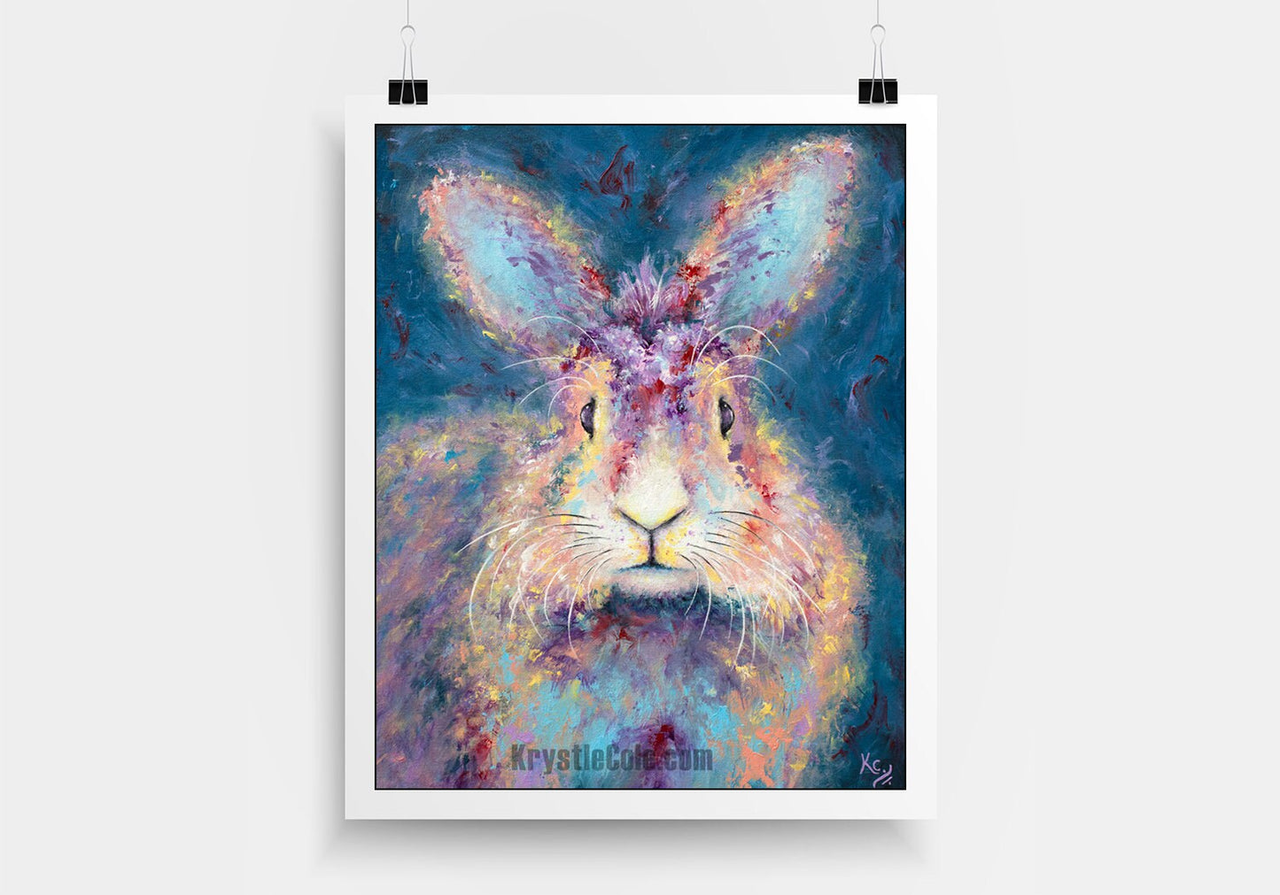 Rabbit Art Print on PAPER or CANVAS - Longhaired Bunny Rabbit Painting by Krystle Cole