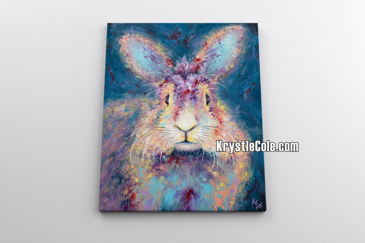 Rabbit Art Print on PAPER or CANVAS - Longhaired Bunny Rabbit Painting by Krystle Cole