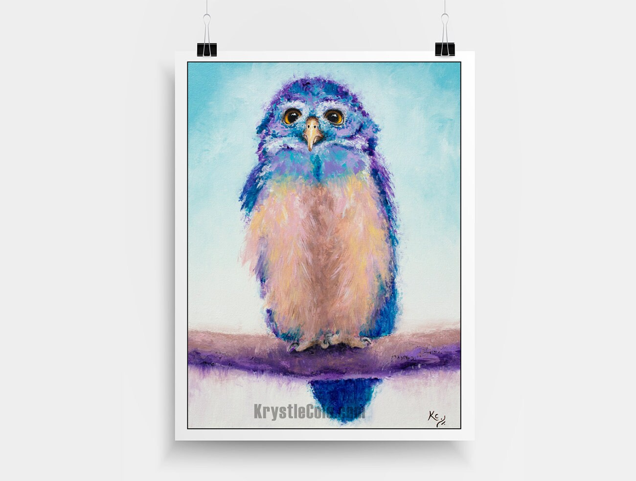 Owl Art Print on PAPER or CANVAS - Owl Painting for Wall Decor or Gifts by Krystle Cole