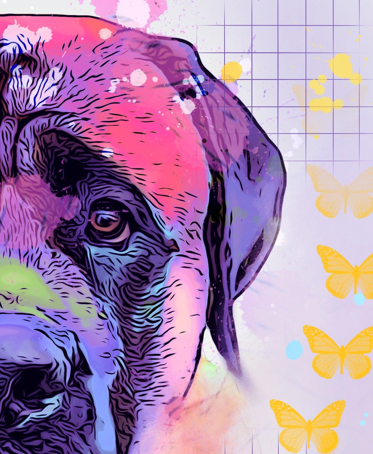 English Mastiff Art Print - Mastiff Wall Decor on CANVAS or PAPER. Mastiff Gifts. Artwork by Krystle Cole *Each Print Hand Signed*