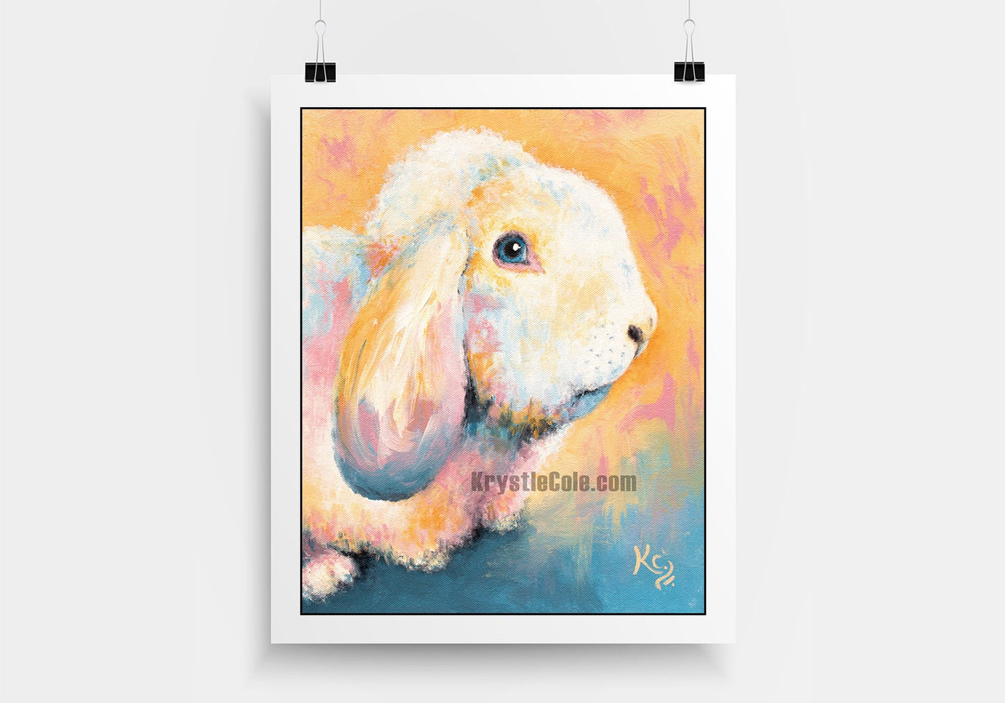 Lop-Eared Rabbit Art - Holland Lop Rabbit Painting. Bunny Rabbit. White Rabbit Print on PAPER or CANVAS by Krystle Cole