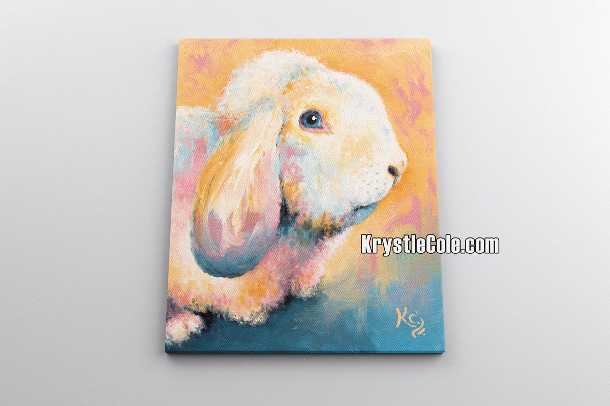 Lop-Eared Rabbit Art - Holland Lop Rabbit Painting. Bunny Rabbit. White Rabbit Print on PAPER or CANVAS by Krystle Cole